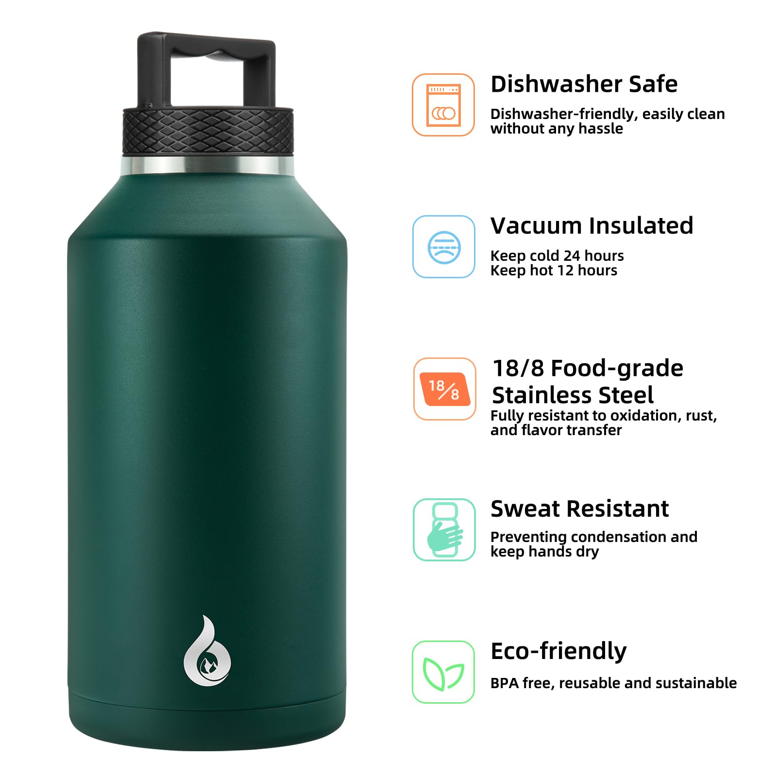 Amazon.com: BJPKPK Half Gallon Water Bottle Insulated, Dishwasher